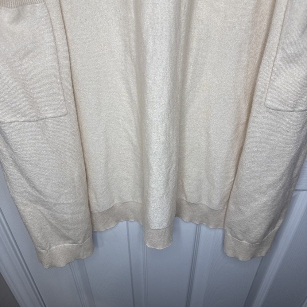 Love Tree Cream Beige Long Duster Cardigan Open Front Pockets Soft Knit L - Picture 5 of 11